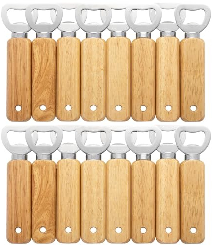 Gravierbare Flaschenöffner aus Holz, 16 Stück tragbare Bierflaschenöffner für Getränke, Apfelwein, Bar, Heim-Gadgets