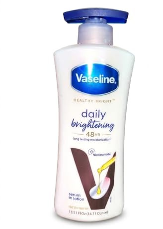 Vaseline Gesunde Helle Tägliche Aufhellende Feuchtigkeitscreme, 400 ml, für strahlende Haut, mit Vitamin B3, sichtbar strahlende Haut in 2 Wochen, leicht, nicht klebrig, nicht ölige Körperlotion