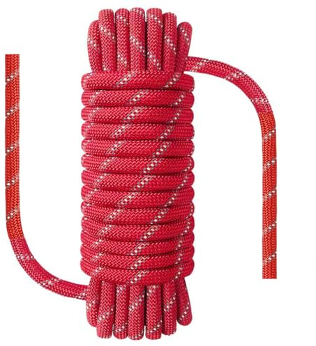 NorthPada 10 mm x 30 Meter Statisches Nylon Seil Outdoor Kletterseil für Knüpfübungen, Baumpfleger Baumarbeits, Marine, Anker, Boot, Abseil, Notfall, Schaukel, Rot