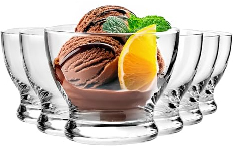 Krosno Dessertschalen Glas 6er Set, 290 ml, Pure Kollektion | Dessertgläser, Bleifreies Kristall Glasschale, für Mousses, Sorbets, Schichtdesserts, Snacks, Eisschalen, Spülmaschinenfest