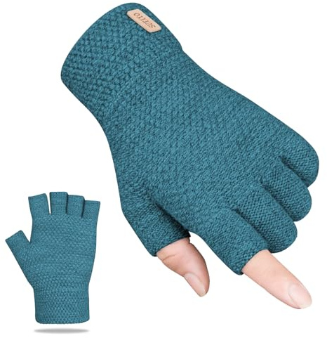 SUTIYO Fingerlose Handschuhe Herren Damen, Kaschmir Strick Handschuhe Warme Ohne Finger, Fingerless Gloves Winterhandschuhe Arbeits Autofahren Radfahren Sport