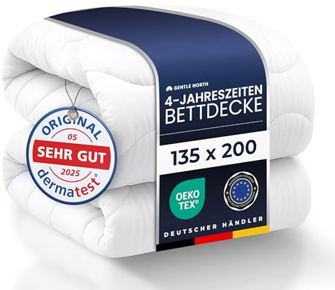 Gentle North Bettdecke 135x200 als Schlafdecke - 4-Jahreszeiten Bettdecke für Allergiker geeignet - Weiche Steppdecke - Besonders Flauschig & waschbar bei 60°
