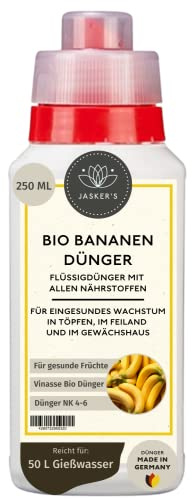Bio Bananendünger flüssig 250 ML - 100% Mediterraner Bio-Dünger mit Vinasse & viel Kalium - Organischer Bio Bananen Dünger - Musa Basjoo Bananenpflanze - Für Bananenbäume im Freiland & Kübel