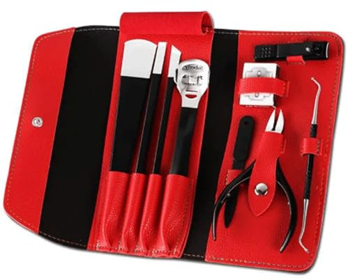 LVHUIDEH 9-teiliges Pediküre-Set aus Edelstahl, zum Entfernen abgestorbener Haut, Schwielen, Peeling, Maniküre, Pflege-Werkzeuge, Füße, Nagelpflege-Set für den Heimgebrauch