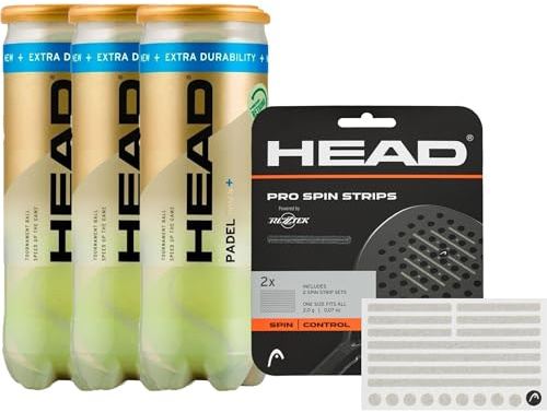 Padel Bundle - Head Padel PRO S+ 3er-Pack (9 Bälle) & Rezztek Pro Spin Strips für Padelschläger - Bundle für maximalen Spin und optimale Kontrolle