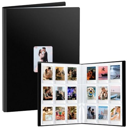 FRETONBA Fotoalbum Für Polaroid Film im Format 6×9 cm Geeignet, Fotoalbum Einsteckalbum Für Instax Mini Fotos mit 216 Taschen, Fotobuch Groß mit Frontfenster, Schwarz