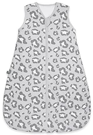 emma & noah Baby Schlafsack 2.5 TOG, Strampelsack für den Herbst und Winter in vielen Farben, Bio-Baumwolle, OEKO-TEX Zertifiziert, Schlafsack für Neugeborene (Leo Grau, 70 cm)