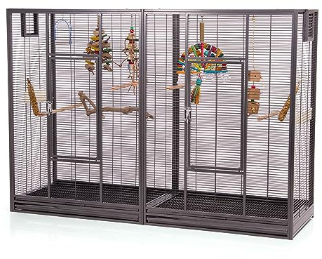 Montana Cages | Premium Vogelvoliere New Melbourne II großer Vogelkäfig für Sittich, kleine Papageien, AVILON Pulverbeschichtet, Antik Edition, ca. 160 x 50 x 110 cm