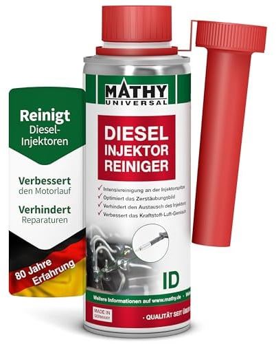 MATHY-ID Diesel Injektor Reiniger 200ml - Dieseladditiv zur Einspritzdüsen Reinigung, Kraftstoffadditiv für Injektoren - Hochwirksames Dieselmotor Additiv - Verbessert Kraftstoffverbrauch