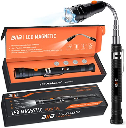 BIIB Geschenke für Männer, LED Gadgets Teleskopmagnet Werkzeug | Weihnachtsgeschenke für Frauen/Männer Adventskalender Füllung, Geburtstagsgeschenk, Aus Metall, inklusive Ersatzbatterie