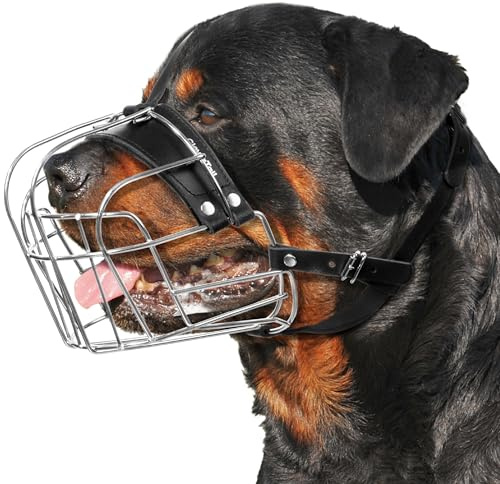 CleverTail XL Metall-Maulkorb für große Hunde – Robuster Rottweiler-Maulkorb – Extra großer Maulkorb für bellende und beißende Cane Corsos, Mastiffs, Labradore, Bulldoggen und andere große Rassen