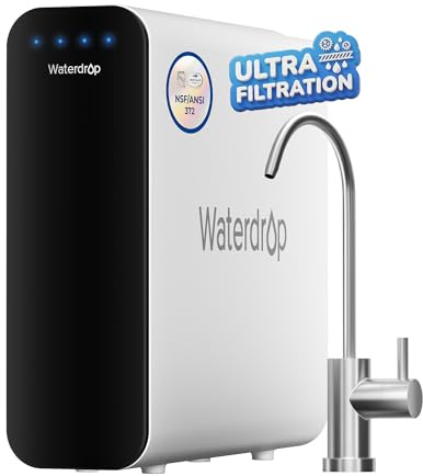 Waterdrop TSU 0,01 μm Ultra-Filtrations Untertisch Wasserfiltersystem, 3-stufige Hohe Kapazität Untertisch Wasserfiltration mit Wasserhahn, Smart Panel, Kein Abwasser, Reduzieren PFAS, PFOA/PFOS