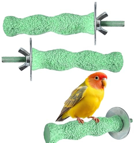 VLYX 2er Set Waschbare Vogelstange, Schnabelschleifstein & Krallenschleifer für Papageien und kleine Vogelkäfige