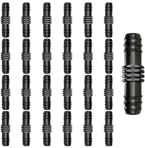 VooGenzek 25 Stücke 16mm Bewässerung Verbinder, Kunststoff Tropfbewässerungsschlauch Verbindungsstücke, Tropfschlauchverbinder, Schlauch Verbinder für Bewässerung System, Gerade