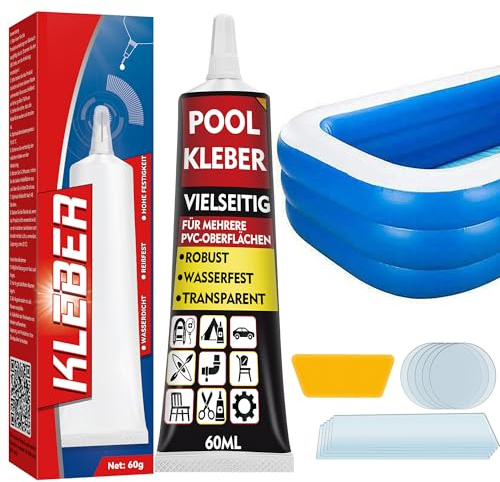 HuakChai Pool Reparaturset, Pooll Flicken Wasserdicht, Poolfolie Reparaturset, Poo Kleber für Schnelle Reparaturen von Aufblasartikeln, Umfassen Aufblasbarer Pools, Schwimmringe, Schlauchboot usw