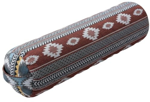 PURE SHANTI Yogabolster aus Webstoff | Bolster aus 100% Baumwolle | Natürliche Buchweizenspreu-Füllung | Rundes Yogakissen | OCS-zertifiziert | Mit Reißverschluss zum Nachfüllen (Azteke)