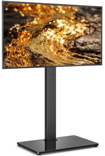 RFIVER TV Ständer mit Schwenkbar Halterung für 32-70 Zoll, VESA 400X400mm | Flach & Curved Fernseher TV Bodenständer Standfuß höhenverstellbar bis zu 45kg, Schwarz