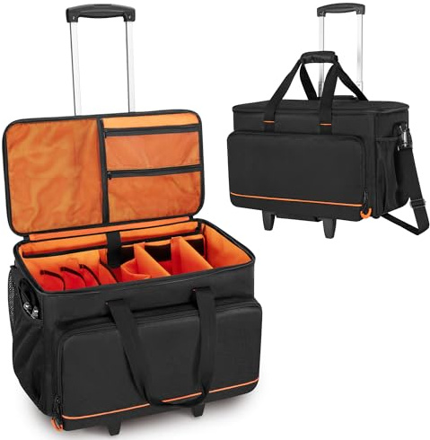 Trunab DJ Tasche Trolley mit Gepolstertem Boden und Abnehmbaren Trennwänden | Rollende DJ Kabel Tasche für Professionelle DJ-Ausrüstung, Musikinstrumente und Zubehör
