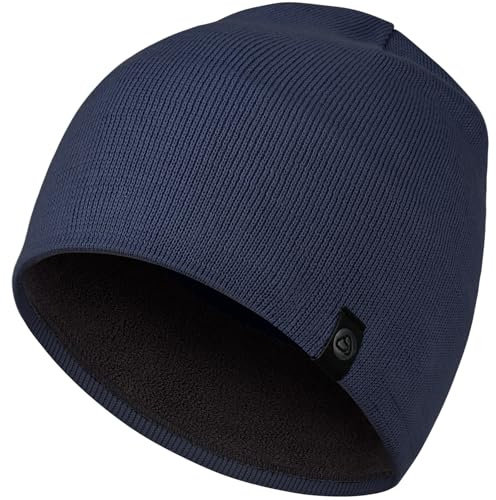 AOPREL Mütze Herren Winter, Baumwolle Mütze Damen, Weich Bequem Strickmütze Herren, Warme Fleece Beanie Mütze, Winddichte Wintermütze Unisex Laufmütze (Blau)