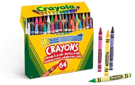 Crayola Wachsmalstifte Set mit 64 Farben – Bunte Wachsmalstifte in Kartonbox, Hohe Farbvielfalt, Für Kinder ab 3 Jahren