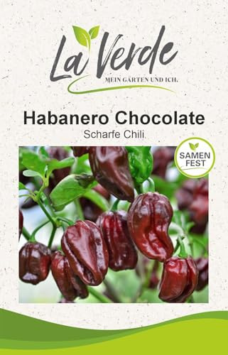 La Verde MEIN GARTEN UND ICH. Habanero Chocolate Peperoni Samen für ca. 8–10 Pflanzen, sehr scharfe Chili, braunrot abreifend, Saatgut ohne Gentechnik