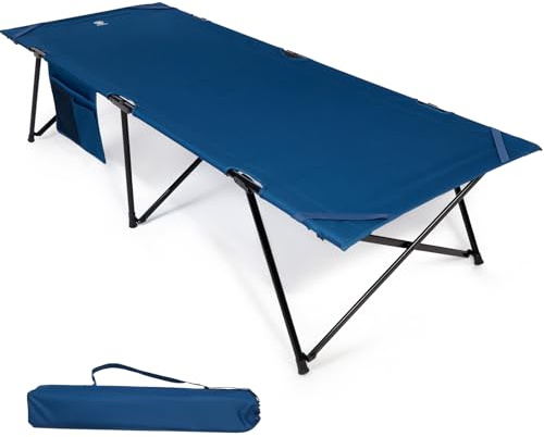 EVER ADVANCED Feldbett Klappbar XXL Campingbett 200KG Belastbar Klappbett 214 x 79 x 50 cm, Breite Feldbett mit Seitentasche, Stabil & Tragbar für Camping Reisen Garten Outdoor und Indoor