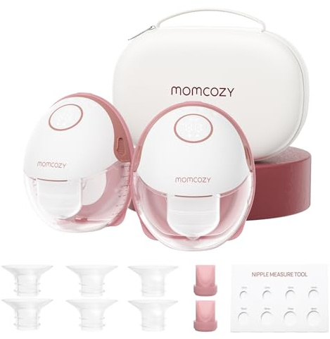 Momcozy Milchpumpe Mobile Style| M6, Tragbare Stillpumpe, Idealer Rhythmus für mehr Milch, DoubleFit-Flansch, mehr Passform und Diskretion mit 3 Modi und 9 Stufen - 24 mm (2, Rot)