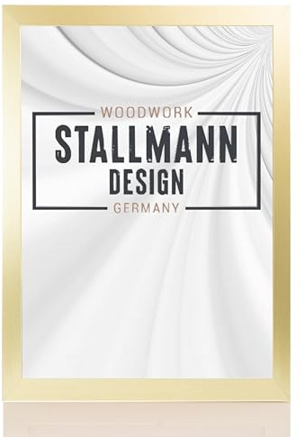 Stallmann Design 'New Modern' Bilderrahmen 29,7 x 42 cm (DIN A3) | Farbe: Gold gebürstet | eleganter Frame für Ihre Fotos und Motive