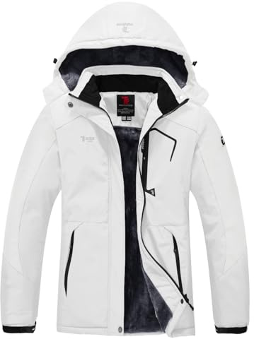 YSENTO Damen Winterjacke Wasserdicht Skijacke Outdoor Softshelljacke Warm Fleecejacke Funktionsjacke mit Abnehmbarer Kapuze