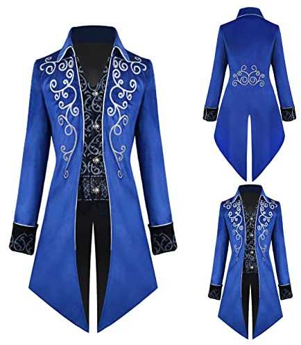 TTOKGZG Herren Steampunk Frack, Vintage viktorianischen Gothic Mantel | Mittelalter Renaissance Jacke Cosplay Halloween Kostüm