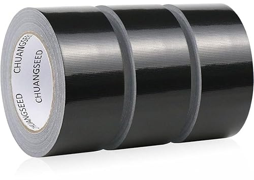 CHUANGSEED 3 Rollen Panzertape extra stark, Gewebe-Klebeband 27.4 m x 50 mm – Wasserdichtes Reparaturband für innen & außen gewebeverstärktes Reparaturband(Schwarz 3 Rollen)