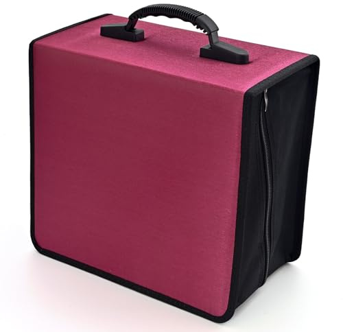 alavisxf xx CD Tasche, DVD-Hülle mit 432 Kapazität, strapazierfähiger Film-Medien-Aufbewahrungs-Organizer Bindemappe für Auto Heimbüro Reisen (432 Kapazität, Rot)