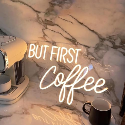 BUT FIRST Coffee Neonschild Dimmbares LED-Kaffeeschild für Unternehmen, Kaffeebar, Neonschild-Zubehör, beleuchtet als Wanddekoration USB-betrieben, helle Neon-Kaffeeschilder für Cafés, Kaffeestationen