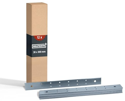 HELPMATE – Lochplatten 30x300 mm – 12 Stück – galvanisch verzinkt | Holzverbinder blau passiviert – korrosionsgeschützt, vorgebohrte Löcher & einfache Montage
