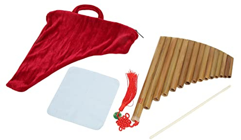 Panflötenflöte, G-Taste, traditionelle chinesische Panflöten aus natürlichem Bambus, leicht zu erlernen, mit Reinigungswerkzeugen zum Spielen(Rechte Hand) Musikinstrumente spielen