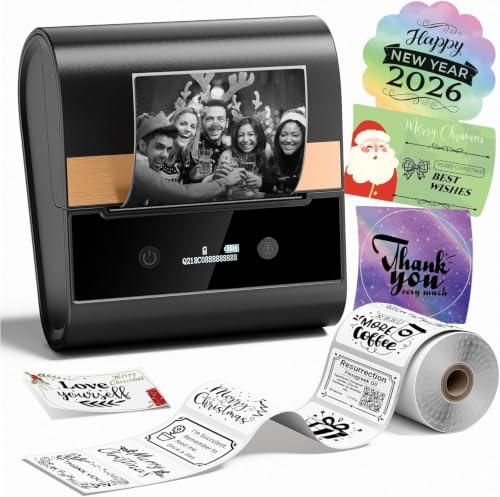 Phomemo Etikettendrucker, M260 Bluetooth Etikettendrucker Selbstklebend Tragbarer Etikettiergerät, 80mm Thermo Label Printer für Barcode, Einzelhandel, Büro, Handys- und PC-Kompatibel