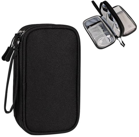 COYUN Reise Zubehör Organizer Tasche, Externe Wasserdicht Elektronik Tasche Organizer, Tragbare Elektronische Kabeltasche für Handy Ladekabel USB Powerbank (Schwarz)