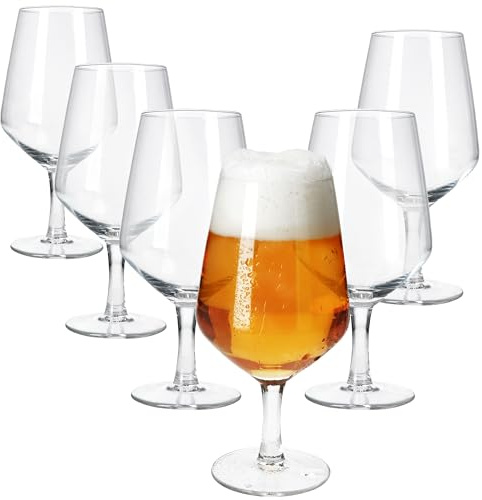 MamboCat 6er Set Carré Bierglas I 400ml, Höhe 18cm I für 6 Personen I Bierkelch aus Glas mit Fuß I transparentes Bierglas I Biergläser für Partys, Geburtstage, Feiern, Bierfeste & Co