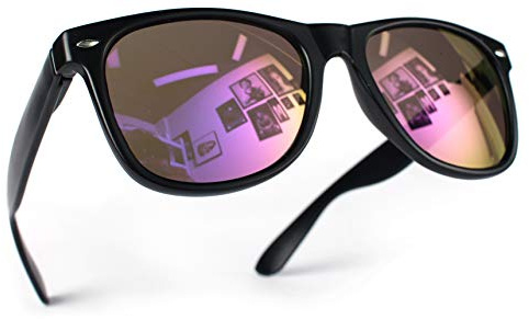 Miobo Retro Sonnenbrille, verspiegelt, Nerd-Design, Unisex, Club-Stil, UV400