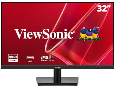 ViewSonic VA3209M 32 Zoll IPS Full HD 1080p-Monitor mit dünnen Einfassungen, 75 Hz, Eye Care, HDMI- und VGA-Eingängen für Zuhause und das Büro