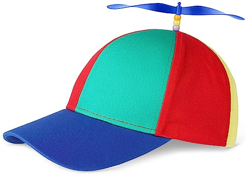 Aomig Propeller Mütze, Bunte Propellermütze, Hubschraubermütze Propeller Cap, Hubschrauber-Kappe, Party Hut für Kinder - Größenverstellbar (Kinder–Baseballkappe)
