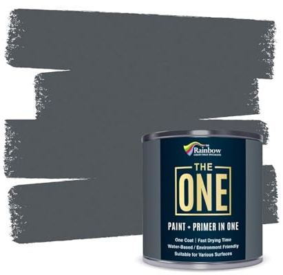 THE ONE All-In-One Farbe & Grundierung - Dunkelgrau, 250 ml | Formel für mehrere Oberflächen mit 1 Anstrich | Einfache Innen- und Außendekoration für Wände, Böden und Möbel in Haus und Garten