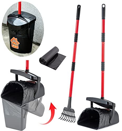 BANORES Pooper Scooper Großer drehbarer Mülleimer & Rechen für große und kleine Hunde, Verwendung auf Gras, Schmutz oder Kies – Haustierbedarf