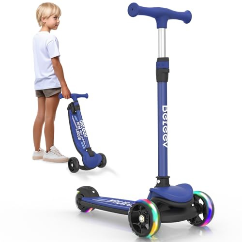 BELEEV A8 Scooter Roller Kinder 6 Jahre, Faltbarer Premium Dreiradscooter | LED Leuchträdern, 4 Höhenverstellbarer, Extra-breite & Rutschfeste Plattform,3 Räder Roller für Mädchen Jungen 3-12 Jahre