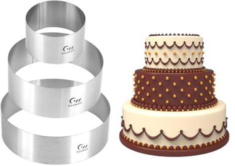 Guowall Tortenring Edelstahl Backform, Ø 10/15/20 cm, Höhe 6 cm, 3 Stück | Rund, Für Backen, Dessertringe