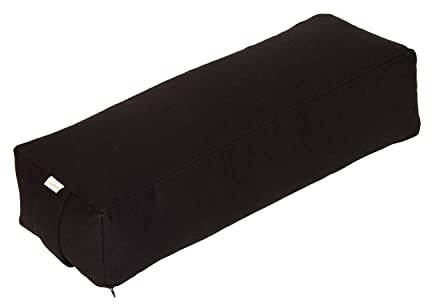 Yogabox Yoga Rechteckbolster Basic, Waschbarer Bezug aus 100% Baumwolle, Yogarolle eckig mit Buchweizenschalen befüllt, Yogakissen groß für Restoratives Yoga, Maße: ca. 60 x 20 x 14 cm, schwarz