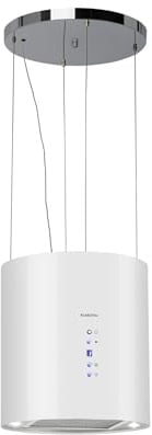 Klarstein Dunstabzugshaube Insel, Küchenzentrale, leise und Design, Luftdurchsatz 558 m³/h, Timer, 3 Modi, Dunstabzugshaube zum Aufhängen, ohne Abfluss, Aktivkohlefilter, Umlufthaube
