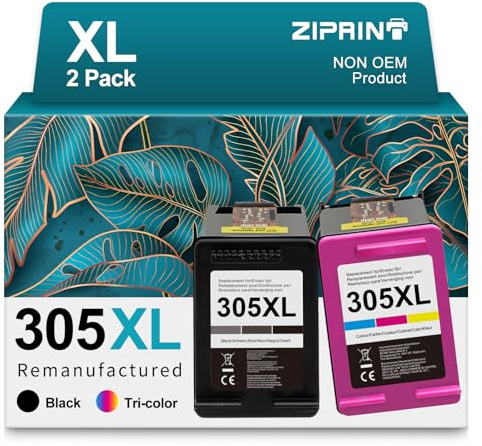 ZIPRINT 305 XL Patronen Kompatibel für HP 305 Druckerpatronen für DeskJet 2700 2720 2710 DeskJet Plus 4120 4130 4110 4100 Envy 6000 6010 6020 6030 6032 Pro 6400 6420 (Schwarz/Farbe,2-Pack)