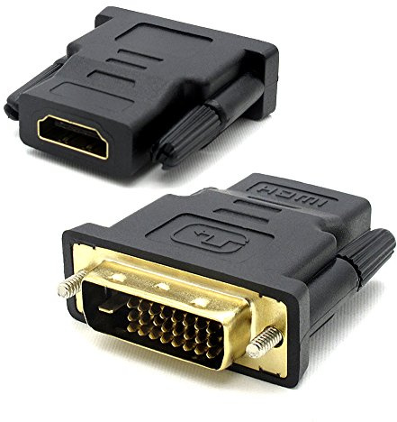 VMOJO DVI auf HDMI Adapter, DVI-D 24+1 Stecker auf HDMI Buchse, DVI HDMI Adapter für PC Grafikkarte Monitor Bildschirm Beamer Projektor, Plug & Play, Schwarz