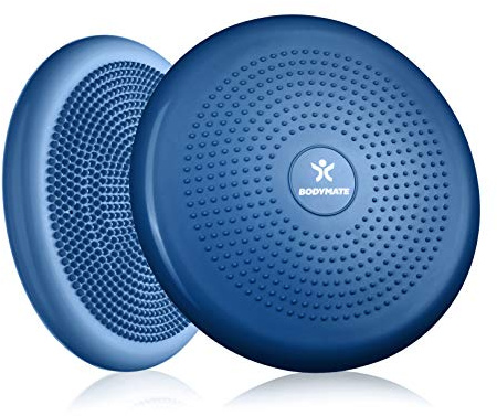 BODYMATE Balance Kissen mit Pumpe, Ø 34 cm | Propriozeptives Kissen, instabiles Kissen, aufblasbares Kissen | Rumpftraining, Rücken, Fitness, Reha, Koordination